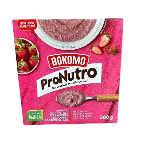 Bokomo ProNutro Strawberry cereal 500g pack with balanced protein and vitamins