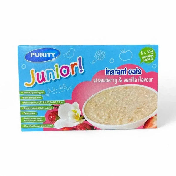 Purity Instant Oats Strawberry & Vanilla sachets for healthy kids' breakfast