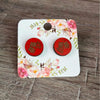 Earrings - Red With Engraved Owls - Something From Home - South African Shop