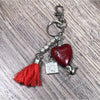 Key Tag/ Handbag Tag - Red - Heart with Donkey and "Genade" - Something From Home - South African Shop