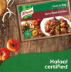 Knorr Cook-in-Bag for Spicy Roast Chicken, 54g, Halaal certified, featuring ingredients and juicy roast dish.