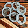 Set of 6 light blue beaded serviette rings for elegant table settings