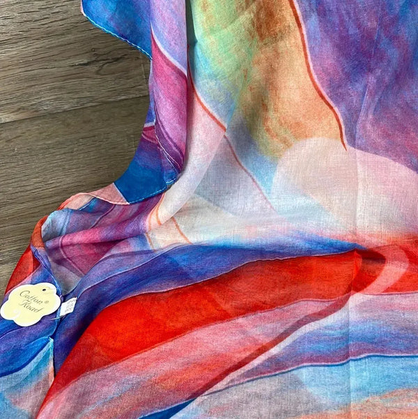 Scarf - Silk Feel Multicolour Pattern Scarf - Something From Home - South African Shop