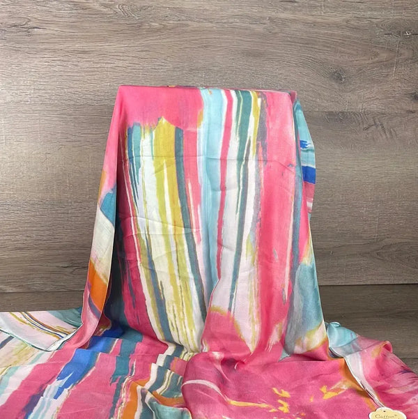 Scarf - Silk Feel Multicolour with A Yellow Flower - Something From Home - South African Shop