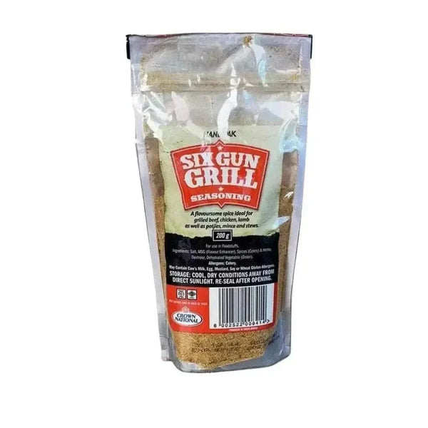 Crown National Six Gun Grill Spice 200g bottle seasoning blend for meat and grills