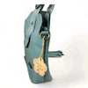 Green PU leather sling bag with buckle and adjustable strap
