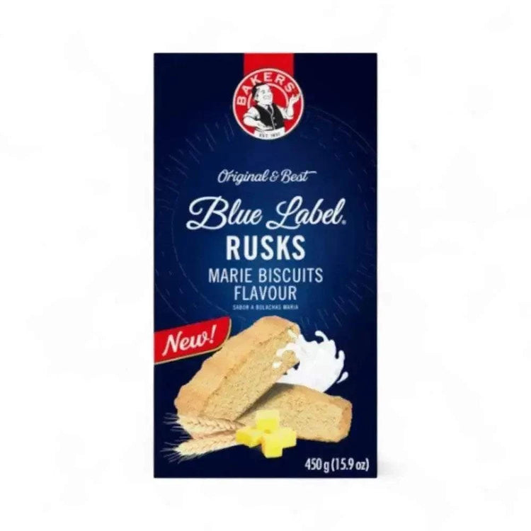 Bakers Marie Biscuit Rusks 450g packaging with classic flavor and crispy texture.