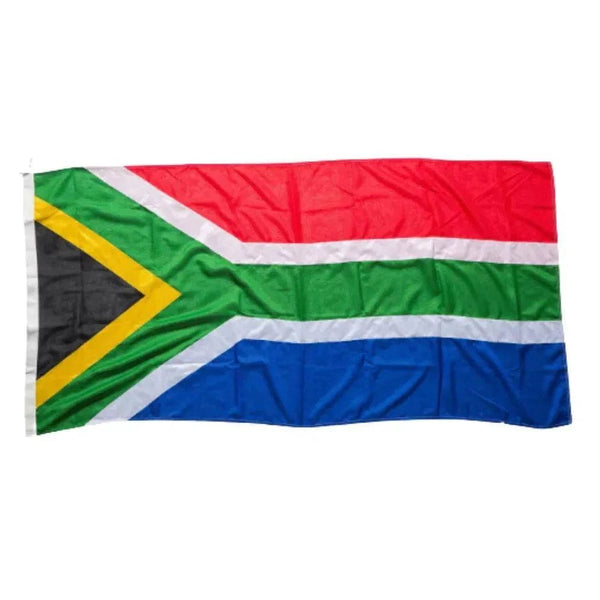 South African flag 150x90cm, vibrant colors, durable polyester fabric.