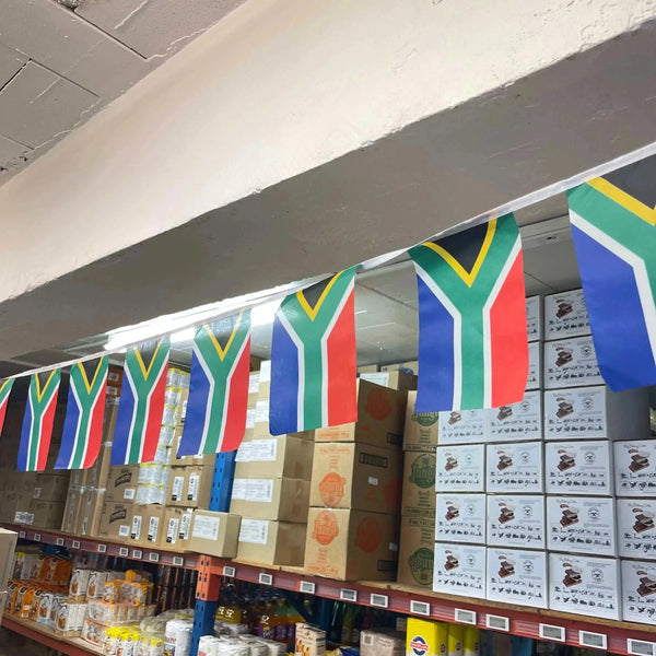 South African flag bunting with 20 flags on 5m ribbon, durable and weather-resistant