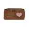 Cotton Road Large PU Leather Wallet - Kaki with pink heart - Something From Home - South African Shop