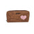Cotton Road Large PU Leather Wallet - Kaki with pink heart - Something From Home - South African Shop
