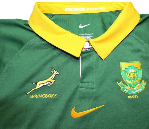 2026 Nike Springboks Home Stadium Jersey Men’s 2XL green and gold rugby shirt with Springbok crest and Nike logo