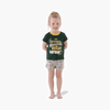 Child wearing Springbok Pajamas kids set with "Future Springbok Rugby Captain" green top and logo shorts