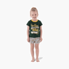 Child wearing Springbok Pajamas Kids set with "Future Springboks Rugby Captain" print and logo shorts