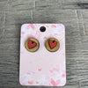 Stud Earrings - Circle with Red Heart - Something From Home - South African Shop