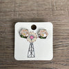 Stud Earrings - Hexagon Open Protea - Something From Home - South African Shop