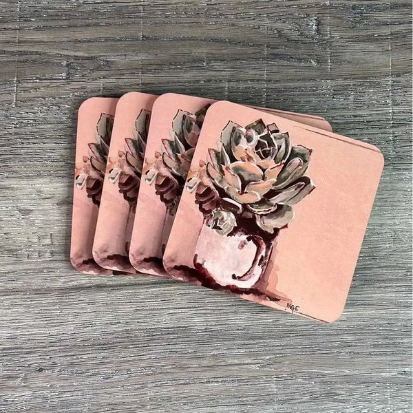 Coasters - Succulent in Enamel Mug (Set of 4) - Something From Home - South African Shop