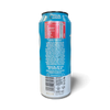 Back view of 500ml blue can Switch Energy Drink Element flavour with nutrition facts and ingredients.