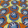 Orange, blue, and lime tablecloth with geometric shapes, 275cm x 140cm