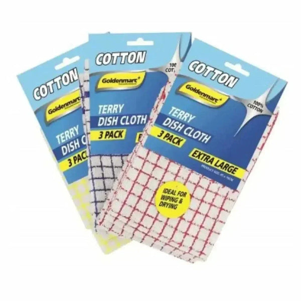 Set of 3 highly absorbent 100% cotton Terry Towel Dishcloths for home use, machine washable, size 45x70cm