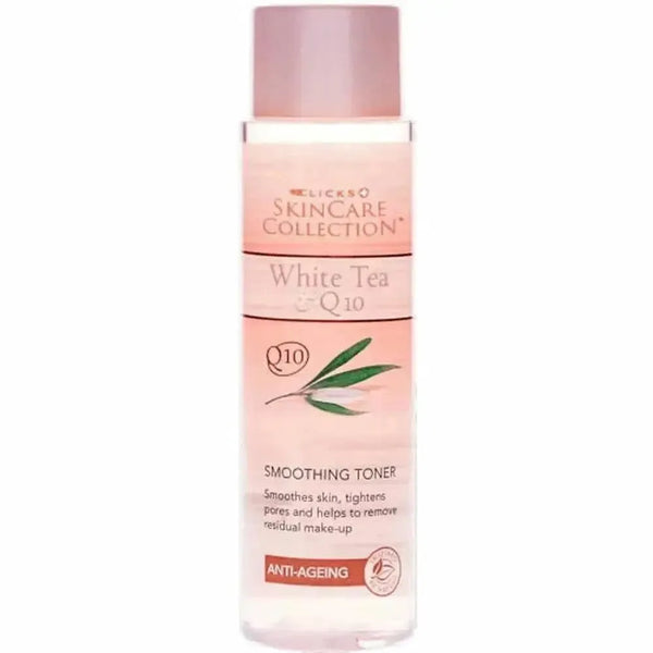 White Tea & Q10 anti-ageing smoothing toner 200ml bottle with natural skin care ingredients