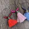 Set of 6 colorful tassel wine glass charms with 4cm rings