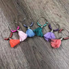 Set of 6 colorful tassel wine glass charms, each with approx 4cm rings
