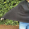 Black knitted cotton Winter Poncho with round neck