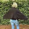 Black knitted cotton Winter Poncho with round neck