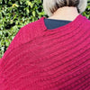 Maroon knitted cotton winter poncho with round neck