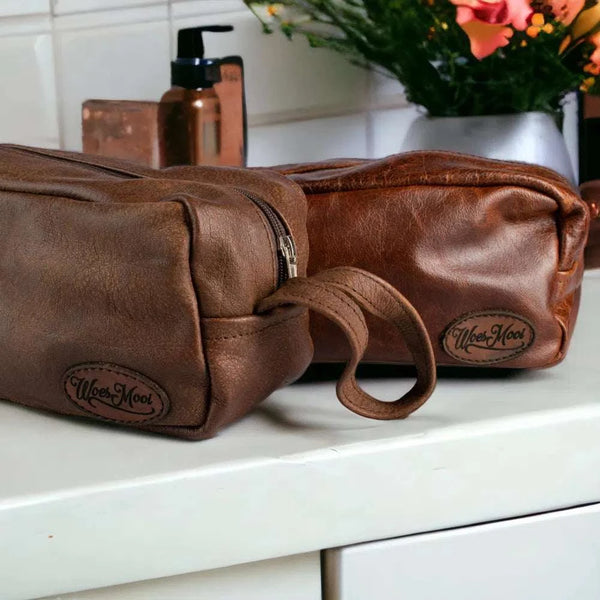 Woesmooi Genuine leather Shaving bag - Brown from South African Shop in New Zealand – Something From Home.