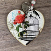 Key Tag - Wooden Heart With Bird Cage - Something From Home - South African Shop