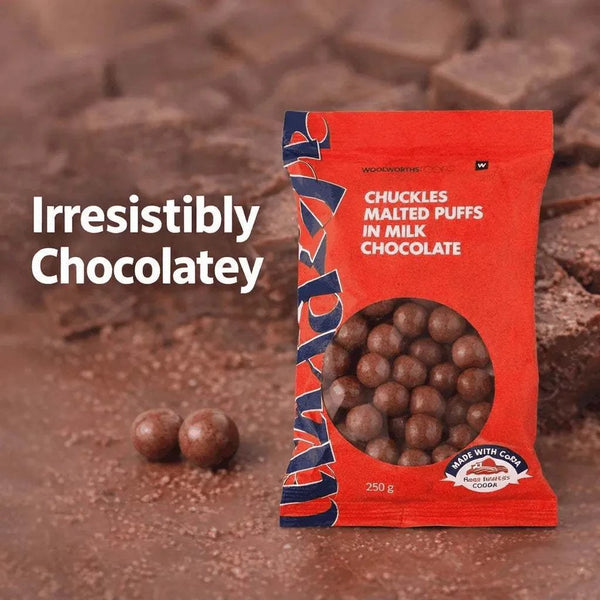 Woolworths CHUCKLES® Chocolate & Malted Puffs 250g Facebook Ad