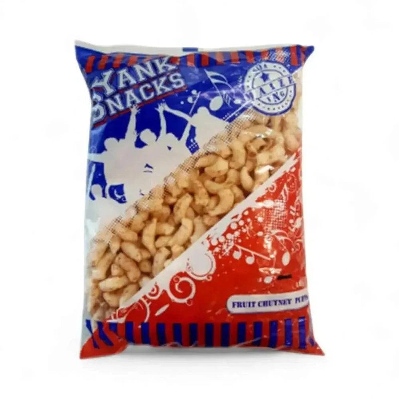 Yank Snacks Maize Puffs Fruit Chutney 100g pack with vibrant packaging design.