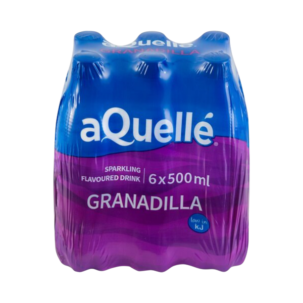 aQuellé Flavoured Sparkling Water - Granadilla (Pack of 6 x 500ml)