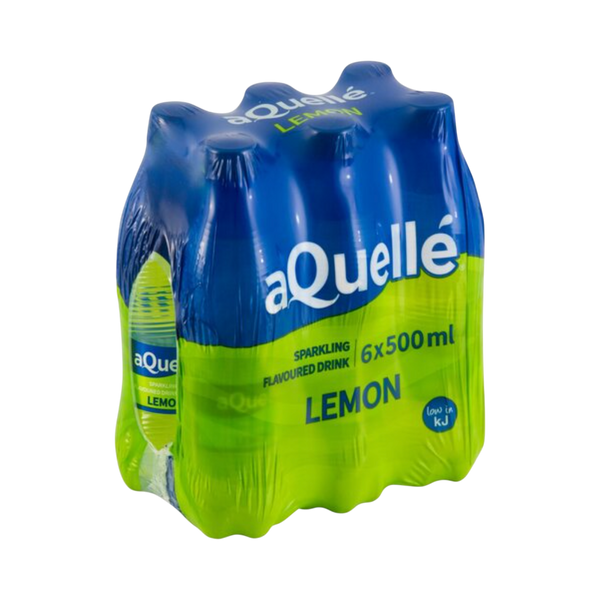 aQuellé Flavoured Sparkling Water - Lemon 500ml (Pack of 6 x 500ml)