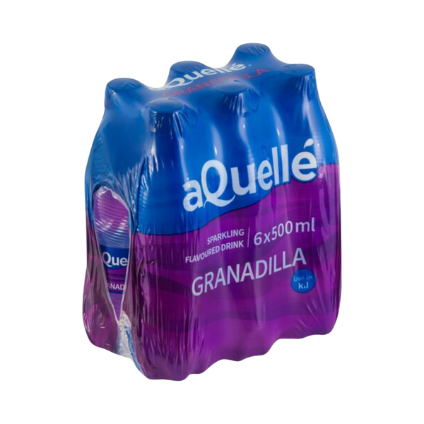 aQuellé Flavoured Sparkling Water - Granadilla (Pack of 6 x 500ml)