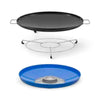 CADAC Skottel Braai parts including Skottel top, pot stand, and burner base.