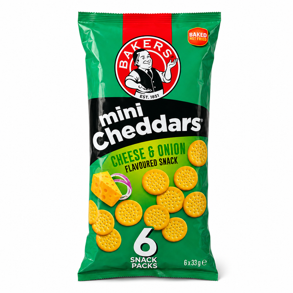 Bakers Mini Cheddars Cheese and Onion 6 x 33g multipack