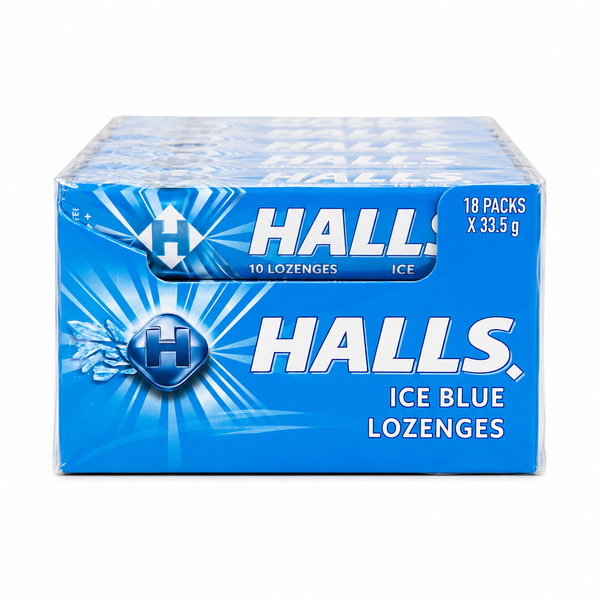 Halls Ice Blue Lozenges 18 x 33.5g display box