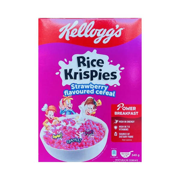 Kellogg's Rice Krispies Strawberry Flavoured Cereal 340g current front pack