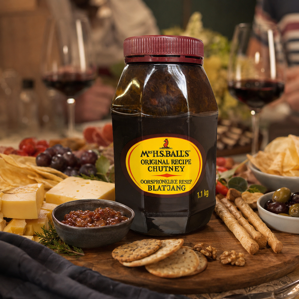 Mrs H.S. Ball's Original Recipe Chutney 1.1kg jar on a savoury grazing table