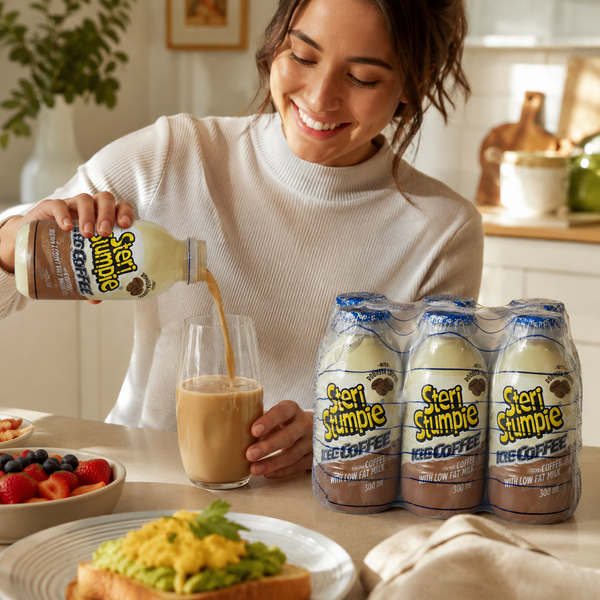 Steri Stumpie Iced Coffee six-pack enjoyed at breakfast