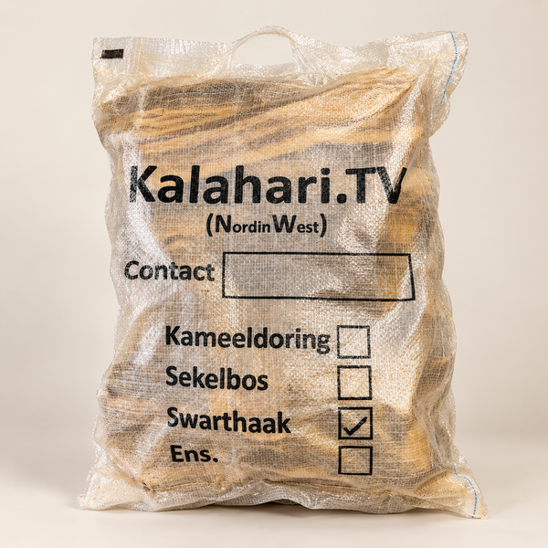 Kalahari.TV Swarthaak Hout firewood 12kg bag for braai and fireplaces